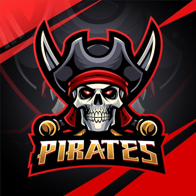 Piratas cabeça esport mascote logotipo design