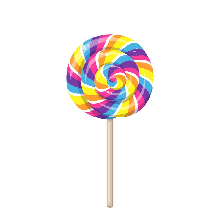 Vetor pirulito com cores de arco-íris em espiral, rebuçado torcido