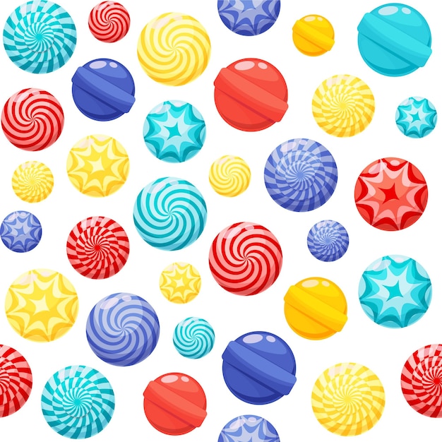 Pirulitos de doces de doces e chocolates variados padrão de pirulitos coloridos