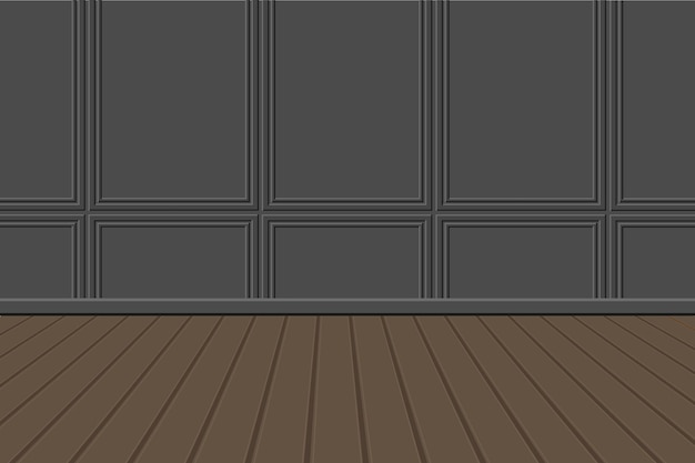 Piso de madeira de fundo interior clássico e decoração de parede ilustração vetorial quarto vazio