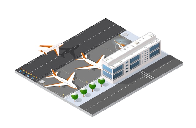 Pista de pouso 3D isométrica