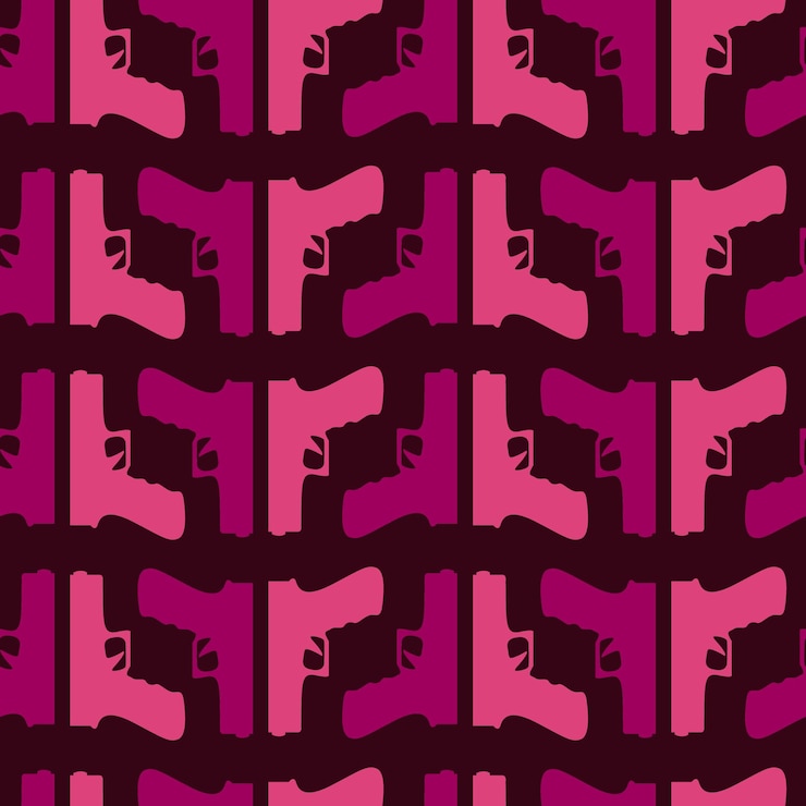 Vetor pistolas magenta de repetição de padrão uniforme