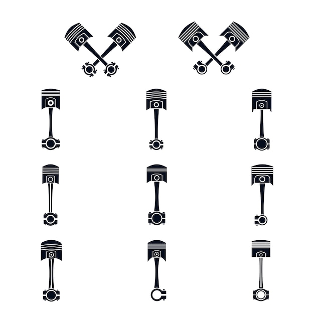 Piston head icon vector set