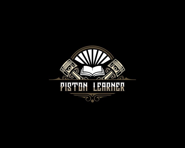Vetor piston learner book garage logo vintage