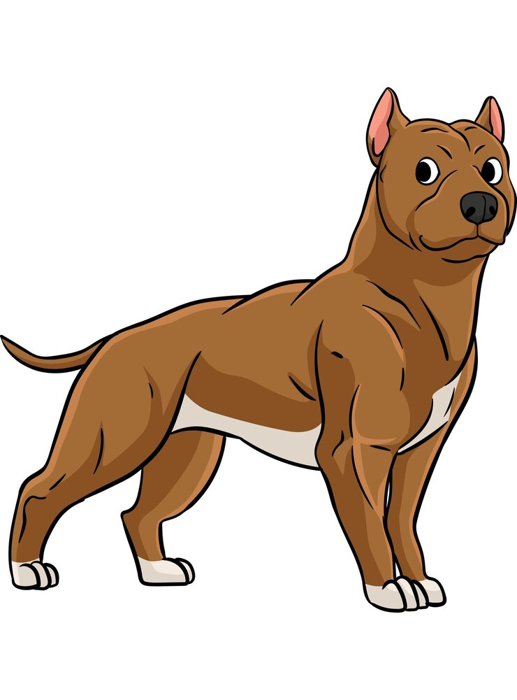 Vetor pit bull desenho animado ilustrações coloridas