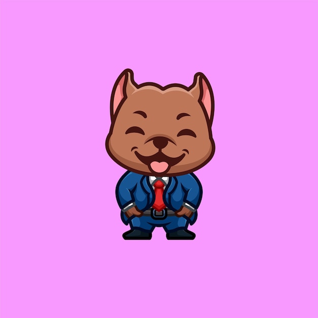 Pitbull business bonito criativo kawaii cartoon logo mascote