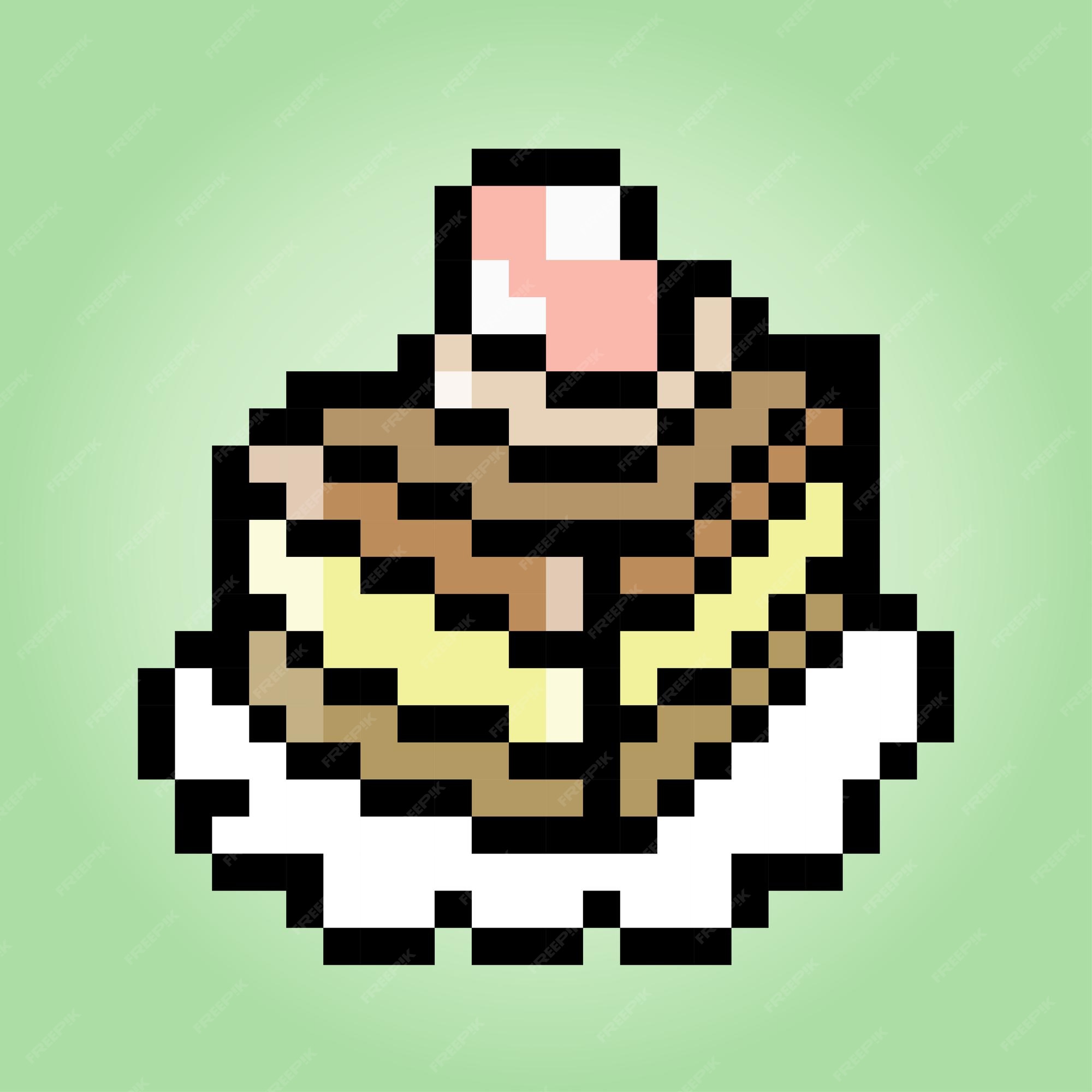 Pixel de 8 bits de comida japonesa onigiri para ativos de jogos em  ilustrações vetoriais