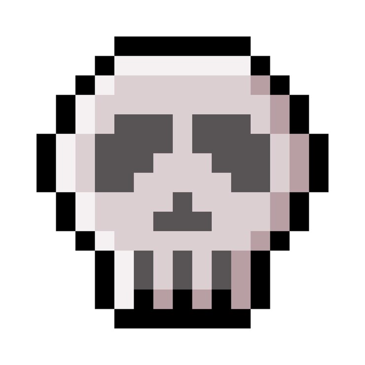 Vetor pixel 8bit crânio objeto como elemento de estilo de videogame ilustração vetorial pixelizado símbolo criativo e ícone