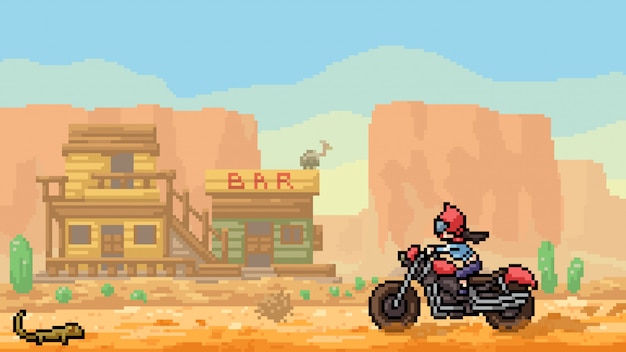 Pixel art cena deserto oeste selvagem