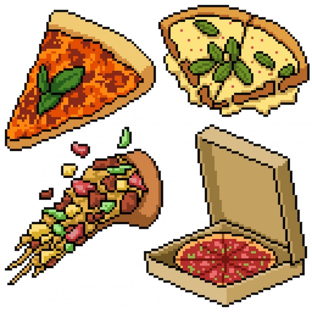 Pixel art com pizza isolada