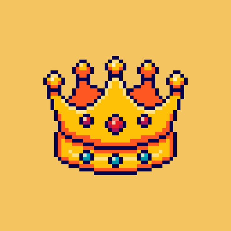 Vetor pixel art crown design de ativos do jogo