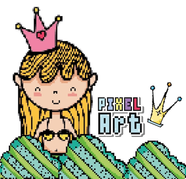 Pixel art cute sereia princesa