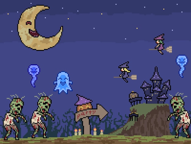 Pixel art da festa de halloween