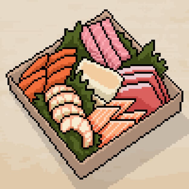 Pixel art temaki sushi, ícone vetorial de comida japonesa para jogo