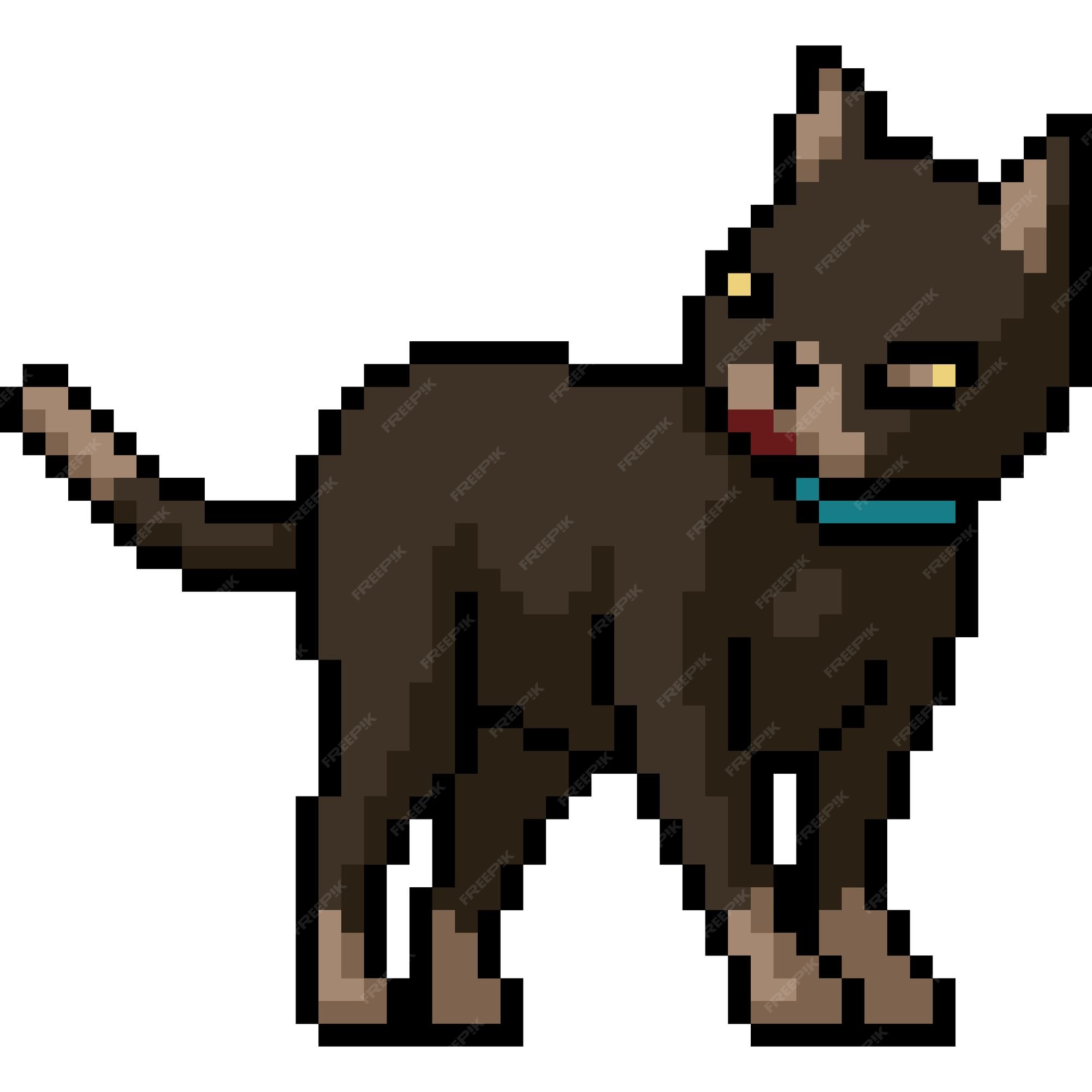 Arte Pixel Gato Preto Bit Animal Estimação Casa Digital Vector imagem  vetorial de popaukropa© 208910236