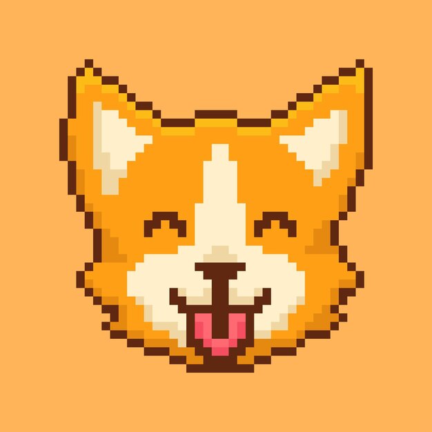 Pixel art dog character design shiba em