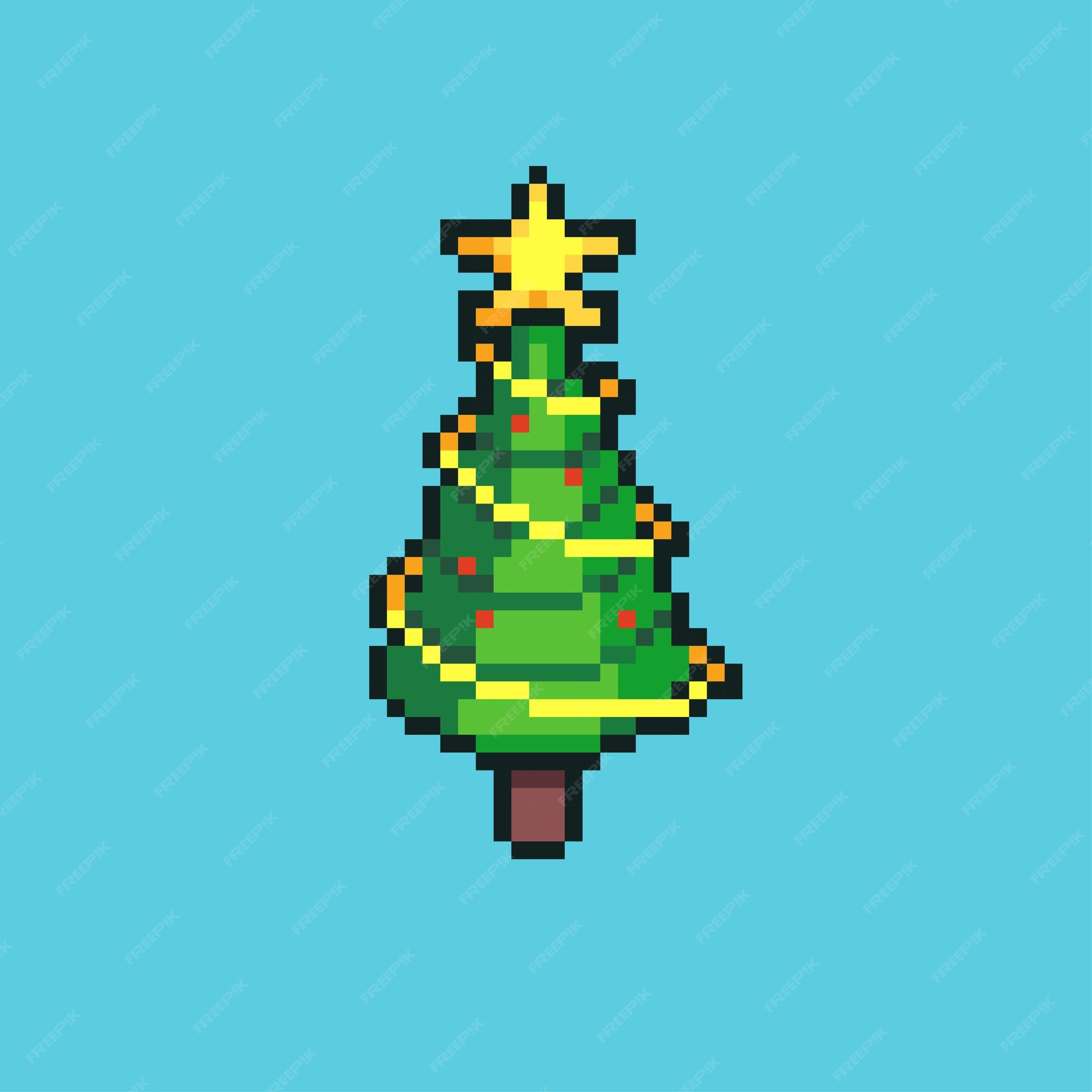 Uma árvore de natal simples com estilo pixel art