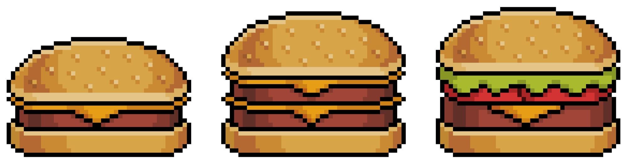 pixel art celular pedindo hambúrguer e batatas fritas no ícone de vetor de  aplicativo de comida para jogo de 8 bits em fundo branco 16137194 Vetor no  Vecteezy