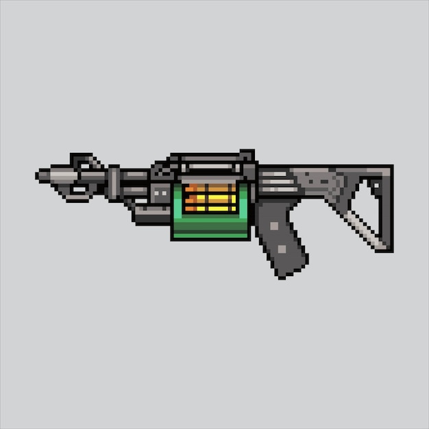 Pixel art Metralhadora Pixelada Metralhadora Metralhadora arma ícones fundo pixelizado