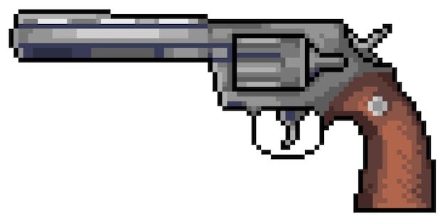 Pixel art rifle ak 47 ícone de vetor de arma de fogo para jogo de 8 bits em  fundo branco