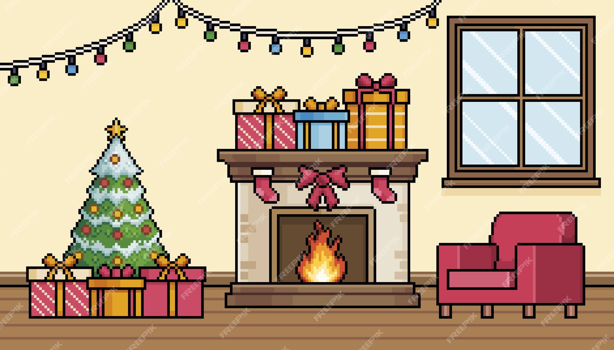 ícone De Ilustração Da árvore De Natal Simples De 8 Bits Pixel Art