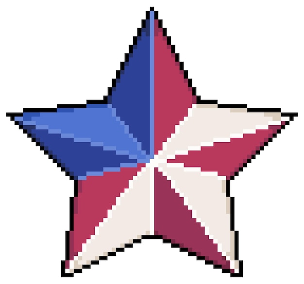 Pixel art star dia da independência dos estados unidos 4 de julho ícone vetorial dos eua para jogo de 8 bits