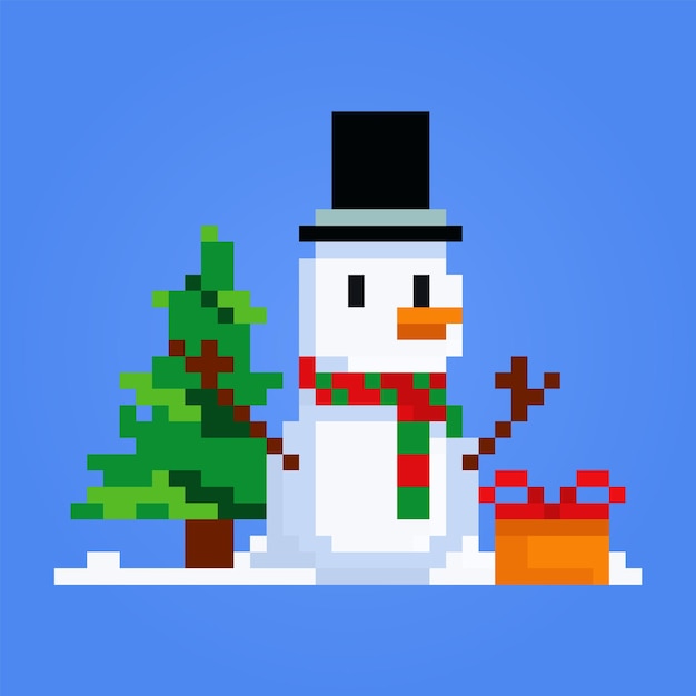 Pixel boneco de neve inverno decoração de natal