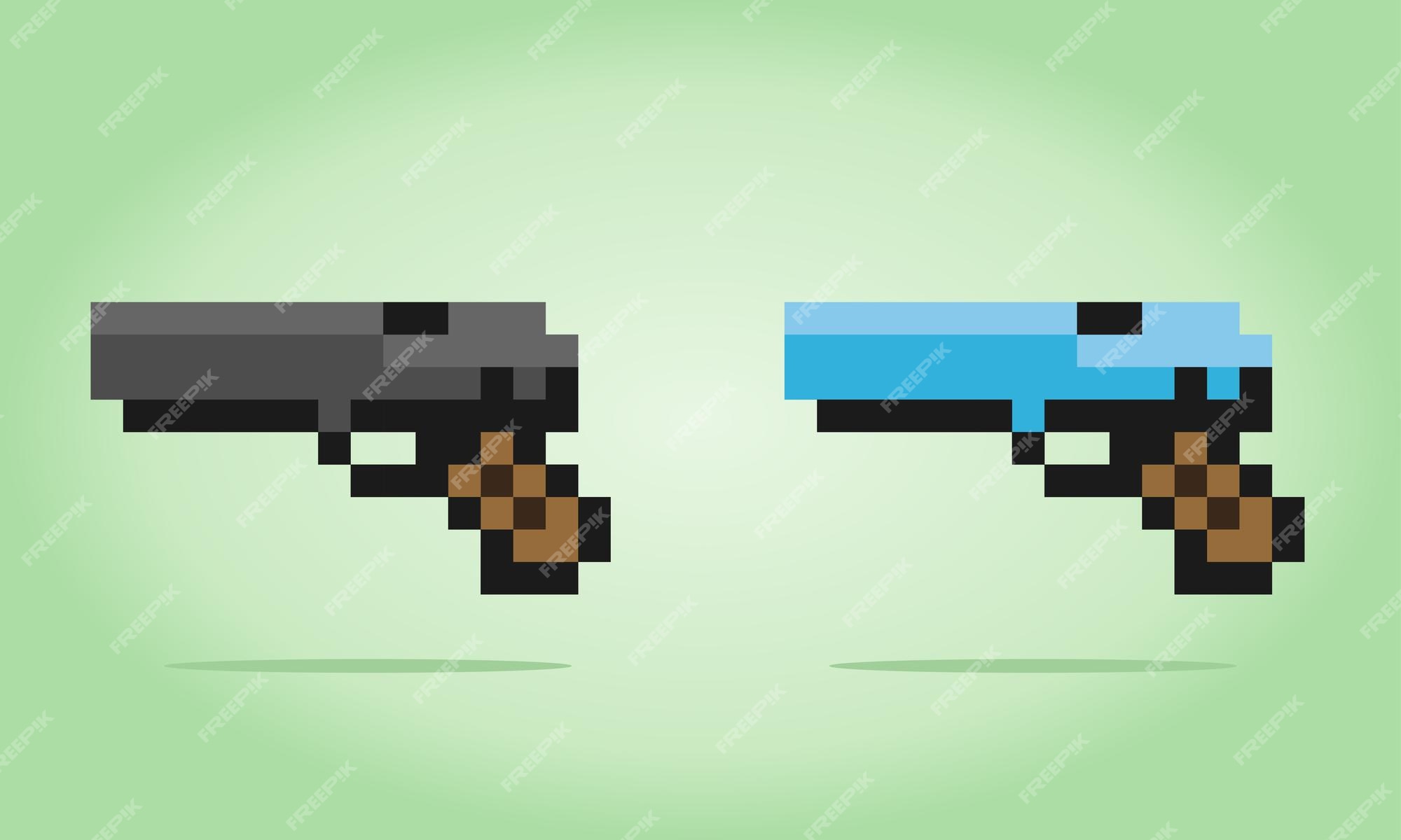 Pixel art revólver pistola jogo com fundo branco