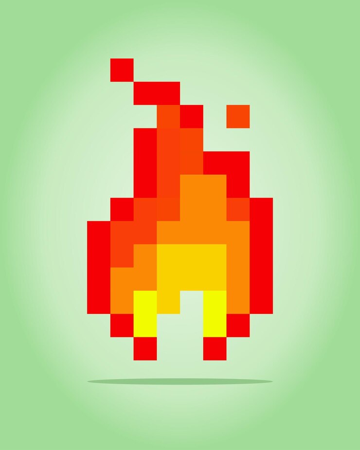 Vetor pixel de 8 bits um fogo para o jogo de ativos de imagem gui na ilustração vetorial