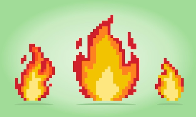 Pixel de 8 bits um fogo para o jogo de ativos de imagem gui na ilustração vetorial