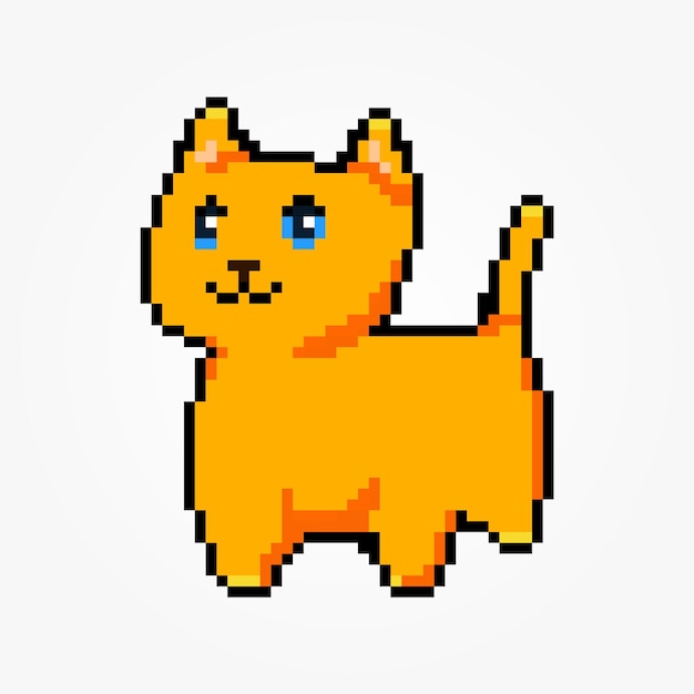 Pixel fofo gatinho laranja gato de estimação