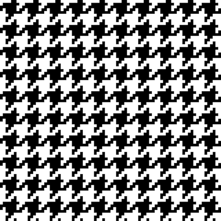 Vetor pixel houndstooth, padrão sem emenda de tecido preto e branco. ilustração vetorial