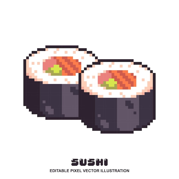 Vetor pixel ilustração vetorial de sushi para ativos de videogame, gráficos em movimento e outros
