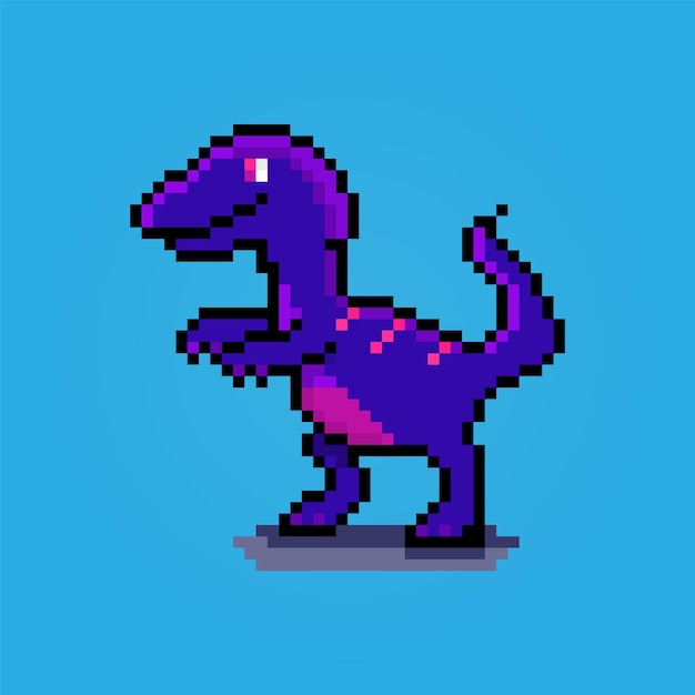 Pixel roxo brilhante t rex tyrannosaurus personagem de dinossauro