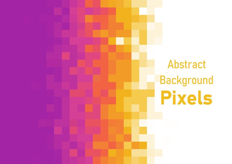 Vetor pixels abstratos fundo laranja e amarelo cores de gradiente texturas geométricas papel de parede vetorial