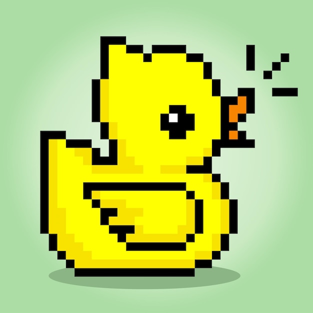 Pixels de pato de 8 bits ativos de jogos de animais em ilustrações vetoriais