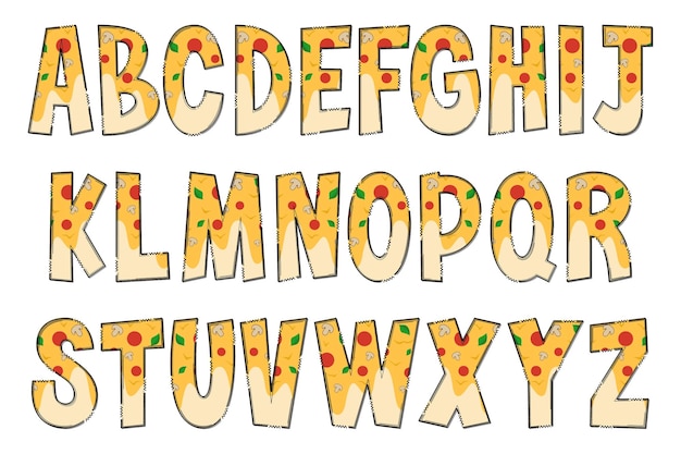 Pizza artesanal letras coloridas arte criativa design tipográfico