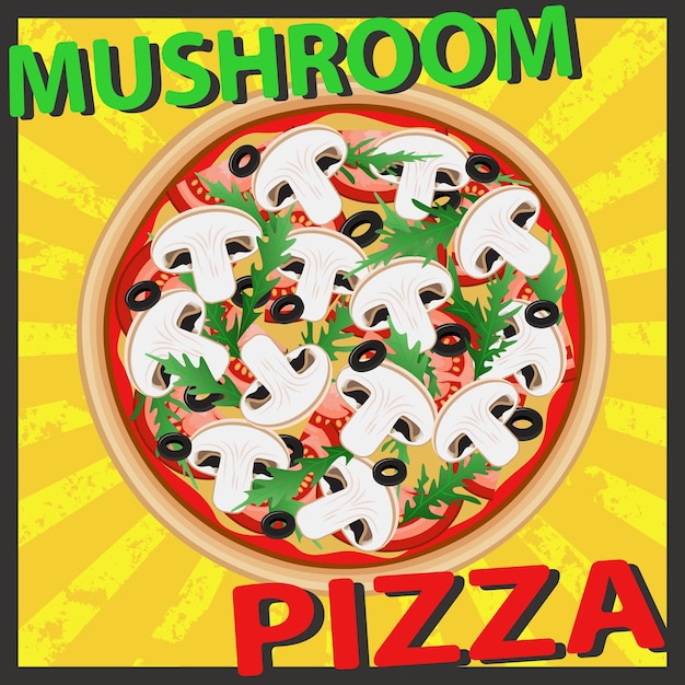 Vetor pizza cogumelo tomate azeitonas