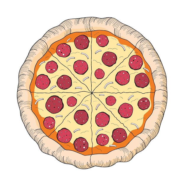 Vetor pizza com ilustração de pepperoni