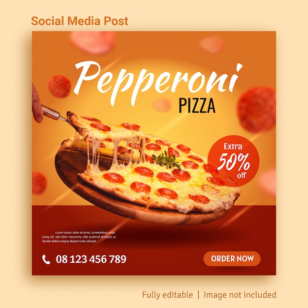 Pizza comida venda mídia social post publicidade modelo premium