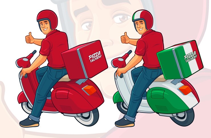 Vetor pizza delivery rider