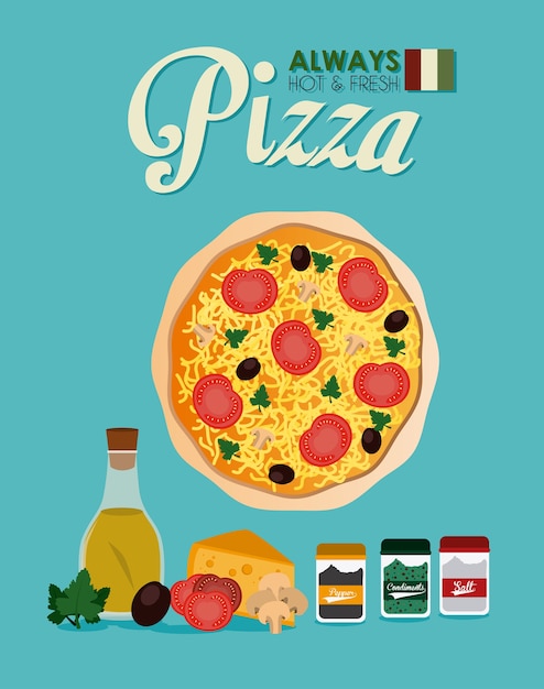 Pizza design, ilustração vetorial.