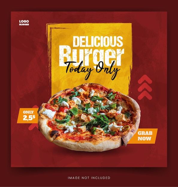 Pizza do cardápio de comida no instagram e no facebook e no post e banner