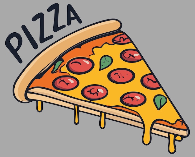 Vetor pizza fofa desenho ilustração vetorial conceito de ícone de fast food imagem vetorial isolada