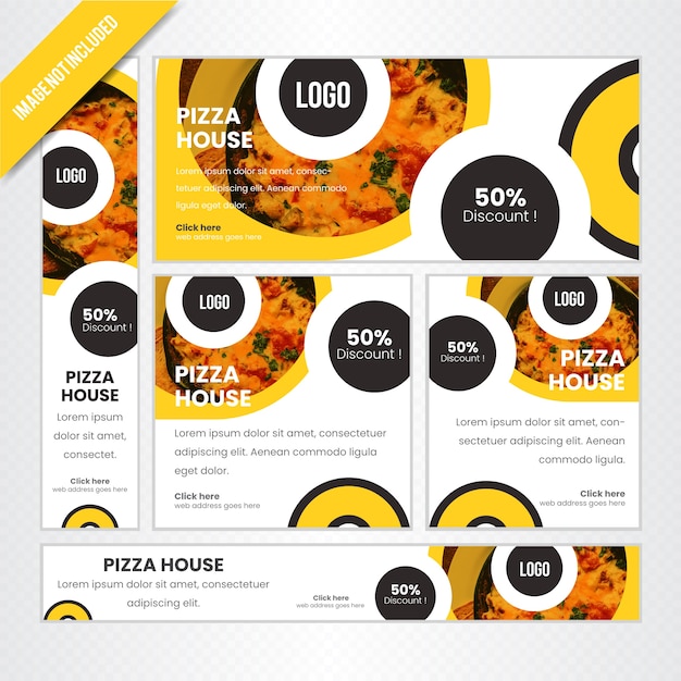 Vetor pizza house web banner set para restaurante