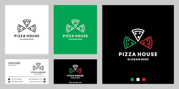 Vetor pizza italiana, design de logotipo de comida de pizzaria