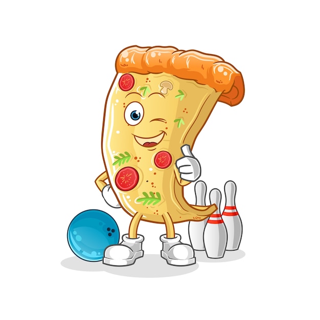 Pizza jogar ilustração de boliche. personagem