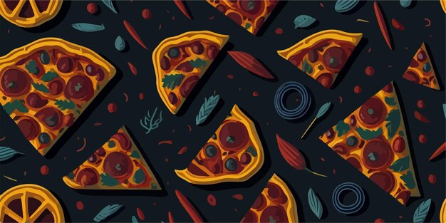 Vetor pizza joy seamless vector pizza padrão ilustração