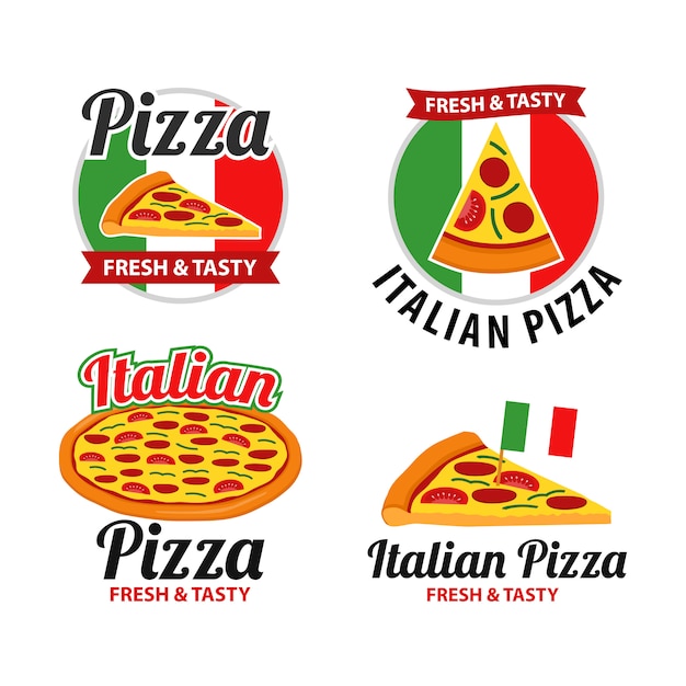 Pizza logo design vector set