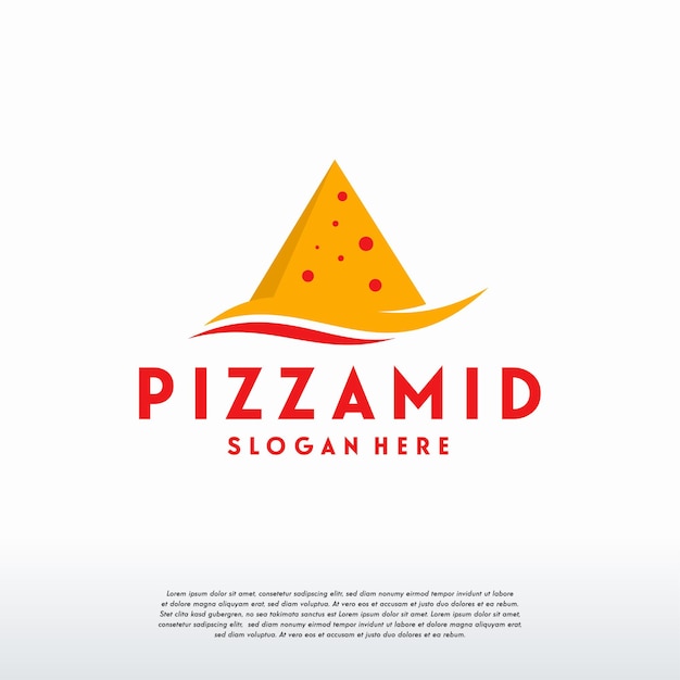 Pizza logo projeta vetor de conceito, modelo de logotipo pizza e pirâmide